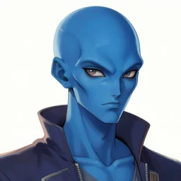 portrait from a handsome blue masculine extraterrestrial alien, sci - fi art, akira toriyama, trending on artstation