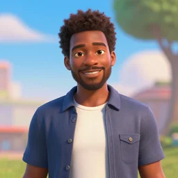 donald glover as a pixar disney character from up ( 2 0 0 9 ), unreal engine, octane render, 3 d render, photorealistic, medium portrait shot