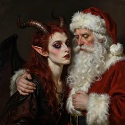 son of satan and santa portrait by beksinski