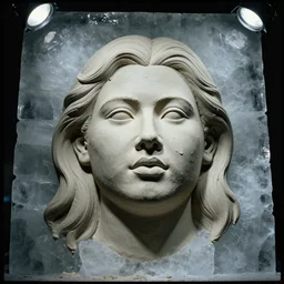 portrait face od fat woman made of wet clay filing drop, ice - carving, editorial photography, film grain, f / 2 2, low contrast, kodachrome, 3 - dimensional, 4 k, 6 spotlight, matte