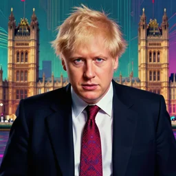 portrait of glamor roman god | boris johnson | tie | ( ( ( ( clown ) ) ) ) | parliament background | highly detailed | very intricate | professional model | cinematic lighting | painted by donato giancola and mandy jurgens and charlie bowater | bold colors, artdeco, art deco synthwave anime aesthestic, 8 0 s nostalgia | artstation