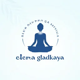 logo for yoga service with text elena gladkaya behance blue