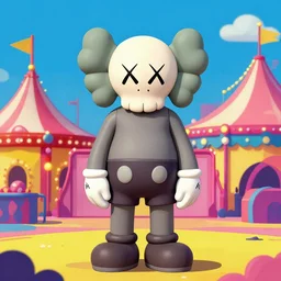 animated carnival, psychadelic, in the style of kaws