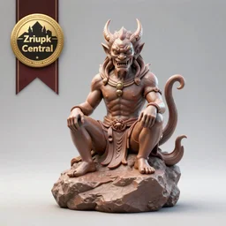a statue of a demon sitting on a rock by senior character artist, zbrush central contest winner, new sculpture, sketchfab, zbrush, rendered in maya