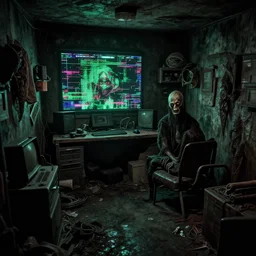detailed photo of a backroom invoking a feeling of dread and despair, decay, liminal spaces, vhs film quality, scanlines, glitchcore, the matrix, h. p. lovecraft, h. r. giger, zalgo, the ring movie, s. t. a. l. k. e. r. game, sinister, horror, detailed, realistic,