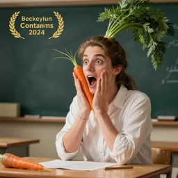 a human carrot teacher is shocked by some news