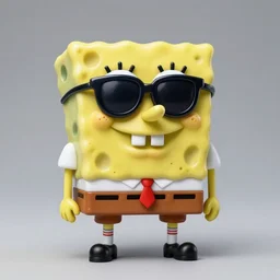 marble sculpture of spongebob wearing sunglasses