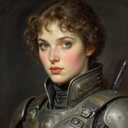 a close up illustration of a beautiful intergalactic female soldier, highly detailed, soft, intricate, tasteful, elegant, full color, digital painting, by gustave dore, artgerm, ken kelly, frazetta