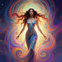 symmetrical!! portrait, maya ali as a wind sorceress, d & d, gloomhaven, soft luminescent glow, art nouveau, beautifully backlit, ripples, swirly vibrant color lines, fantastically gaudy, aesthetic octane render, 8 k hd resolution, by picasso, ilya kuvshinov, cushart krentz, gilleard james