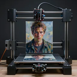 a painting of a human being printed with a 3 d printer. featured on artstation. detailed scfi - fi. cinematic
