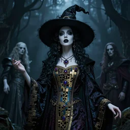 masterpiece portrait enchanting gothic witch girl, by artgerm, h. r. giger, edmund leighton, haunting background by zdizslaw beksinski, james jean, elegant ceremonial robe details by gustave klimt, magick, volumetric lighting, porcelain skin, entranced, high detail, hyper photorealism, low angle, trending on artstation 8 k