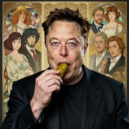 elon musk eating a pickle, highly detailed vfx portrait, unreal engine, greg rutkowski, loish, rhads, caspar david friedrich, makoto shinkai and lois van baarle, ilya kuvshinov, rossdraws, elegent, tom bagshaw, alphonse mucha, global illumination, detailed and intricate environment.