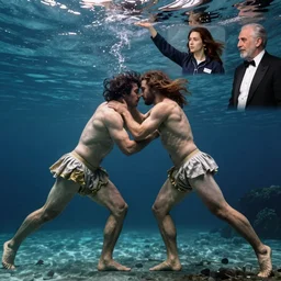 epic beautifull renaissance portrait of 2 wresters fighting underwater, art by * christy lee rogers * ( with help of mario testino and peter lindbergh, marta syrko and neil leifer )