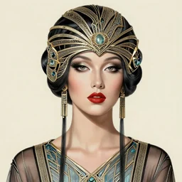 art deco lady, detailed, photorealistic