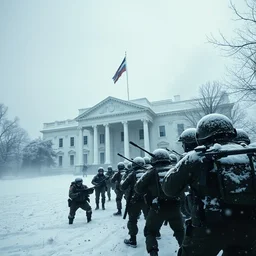 russian army atacking the white house, epic battle scenery photo