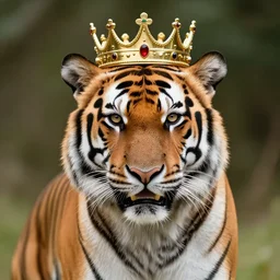a tiger wearing a crown