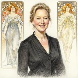 meryl streep smiling, colored pencil portrait painting by john singer sargent, thomas moran, edmund dulac, loish, alphonse mucha, fashion photography, fully clothed