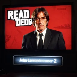 john lennon on the read dead redemption 2 loading screen, hd, 4 k, hyper realistic