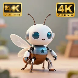high quality presentation photo of a cute robot insect creature, photography 4k, f1.8 anamorphic, bokeh, 4k, Canon, Nikon