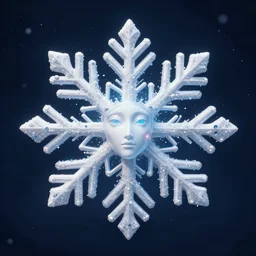 snowflake with ghostly pretty face in the middle