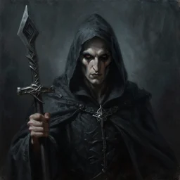 necromancer. portrait. sinister atmospheric lighting. highly detailed painting by greg rutkowski.