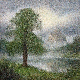 a tree near a pond,  a castle and mist and swirly clouds in the background, fantastic landscape, hyperrealism, no blur, 4k resolution, ultra detailed, style of Anton Fadeev, Ivan Shishkin, John Berkey