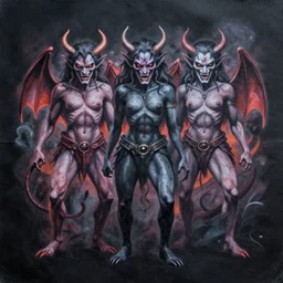 beautiful graffiti demons on black background paper