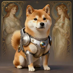 a anthropomorphic cyber shiba inu, wearing scifi armor, diffuse lighting, fantasy, intricate, elegant, highly detailed, lifelike, photorealistic, digital painting, artstation, illustration, concept art, smooth, sharp focus, art by john collier and albert aublet and krenz cushart and artem demura and alphonse mucha