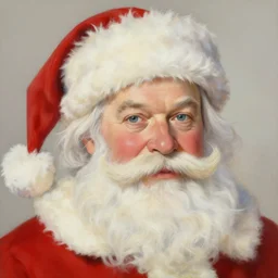 high quality high detail painting by norman rockwell, hd, close up portrait, santa clause, muted pastel colors, photorealistic lighting