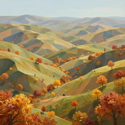 a hyper - detailed 3 d render like a oil painting of autumn in the low - poly hills, surrealism!!!! surreal concept art, lifelike, photorealistic, digital painting, aesthetic, smooth, sharp focus, artstation hd, by greg rutkowski, chris tulloch mccabe, valentina remenar, krenz cushart and asher duran,