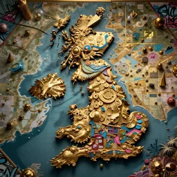 map of great britain in graffiti style, hyper detailed, dramatic lighting, cgsociety, realistic, hyper detailed, insane details, intricate, dramatic lighting, hypermaximalist, golden ratio, rule of thirds, octane render, weta digital, micro details, ultra wide angle, artstation trending, 8 k,