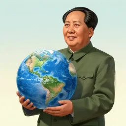 mao zedong holding the planet earth, high quality digital art, artstation, 8 k