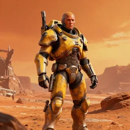 Fallout on Mars, vibrant colors, 8k photorealistic, HD, high details, trending on artstation