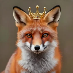 portrait of a fox with crown, realistic painting, high definition, digital art, matte painting, very detailed, realistic