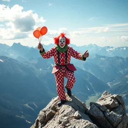 clown climbing a mountain