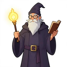 a nerdy wizard clip art low detail, 4 k