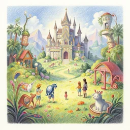Colored pencil art on paper, highly detailed, artstation, People, Animals, Magical Creatures, buildings, scenery, items, enchanted landscapes, PrismaColor
