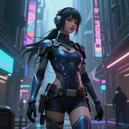 futuristic Cyber Ninja Girl, in future cyberpunk, roaming the streets of calcutta , sci-fi, fantasy, intricate, very very beautiful, elegant, neon light, highly detailed, digital painting, artstation, concept art, smooth, sharp focus, illustration, art by alphonse mucha and tian zi and WLOP
