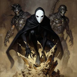 spawn, the sandman, digital painting masterpiece by frank frazetta and kim jung gi and mœbius and mike mignola, 4 k wallpaper, highly detailed, intricate brush strokes
