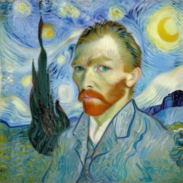 Vincent van gogh painting a painting in the style of vincent van goph , van gogh style digital art , 4k highly detailed