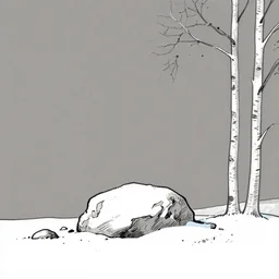 stark minimalist rocky snowdrift birch landscape background from calvin and hobbes by bill watterson