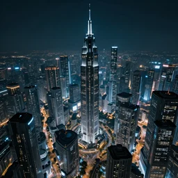 photo of a futuristic metropolis at night, final fantasy, cyberpunk, 4 k, epic scale