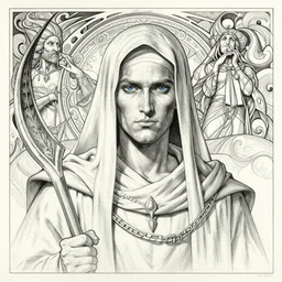 frank herbert's dune themed majestic paul atreides blue eyed fremen prophet sketch by sachin teng, moebius, artgerm, alphonse mucha, masterpiece, intricate organic painting, matte painting, futuristic geometrical drawing shapes, desert ambience, hard edges, cinematic character art movie poster by drew struzan, graffiti, street art by sachin teng