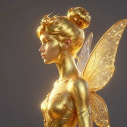 side - profile painted portrait, ellie bamber gold fairy, backlit, key lighting, smooth, gaudy colors, unreal engine render, art nouveau, maya render, octane render aesthetic, overlord, dota matte painting concept art, official fanart behance hd artstation by james gilleard, jesper ejsing, lois van baarle, ilya kuvshinov