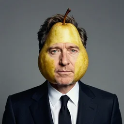 gary oldman as a pear, head made out of a pear, pear head, gary oldman with a pear for a head, professional photography, studio lighting