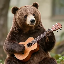 bear playing triangular ukulele