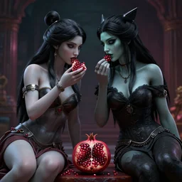 hades and persephone eating pomegranate, octane render, unreal engine 5 render