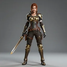 full body photo of a female steampunk warrior, highly detailed, 4k, HDR, smooth, award-winning photo