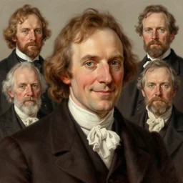 photo of ernst haeckel with simple smile paint detailed digital artstation, portrait hd 4 k, y greg rutkowski and gaston bussiere and craig mullins and j. c. leyendecker, hd