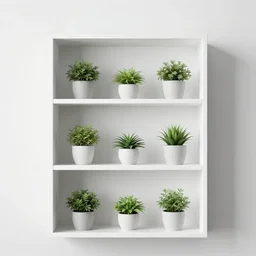 white zen clean modern minimalist bookshelf with cute plants